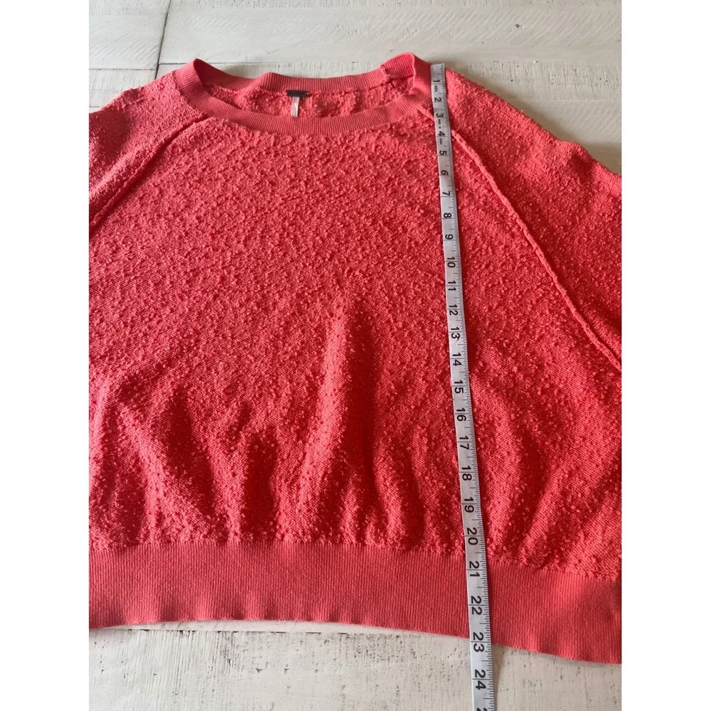 Free People Found My Friend Textured Boucle Pullover Sweater Coral Pink XS